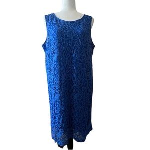 Elegant Blue Lace Sleeveless Dress